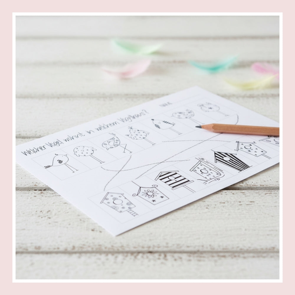 "Vogel und Vogelhäuschen" - Muster und Mengen zuordnen